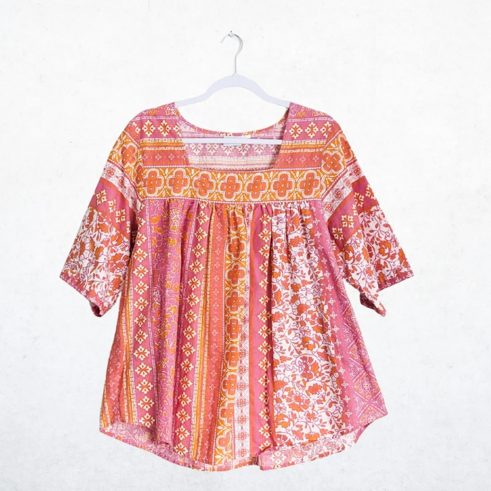 The Vermont Country Store Colorful Bohemian Blouse Women's Large - Picture 2 of 4